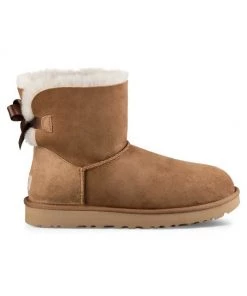 UGG Mini Bailey Bow II Suede Ankle Boots Chestnut