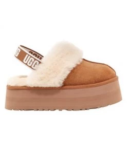 UGG Funkette Sheepskin-Lined Suede Platform Slingback Slippers
