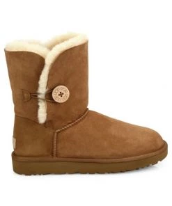 UGG Bailey Button II Sheepskin-Lined Suede Boots Chestnut