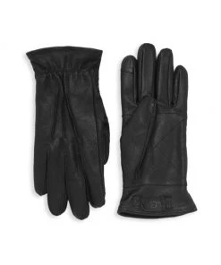 UGG 3 Point Leather Suede Gloves For Men Chestnut