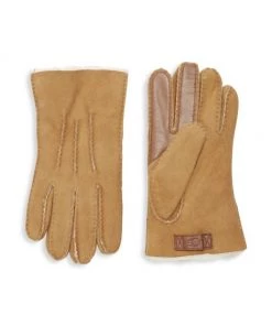UGG Men's Contrast Sheepskin Touch Tech Gloves For Men Chestnut