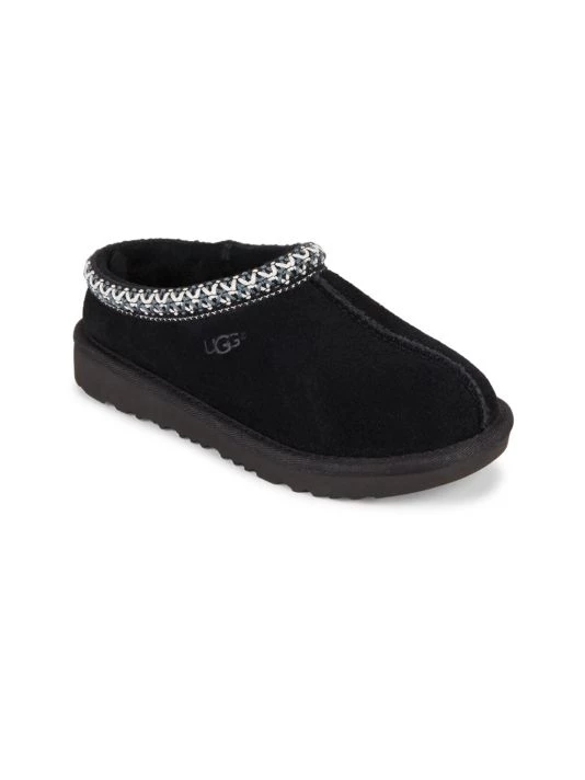UGG Kid's Tasman Braid Suede Slippers For Kids Black 1 UGG Kid's Tasman Braid Suede Slippers For Kids Black
