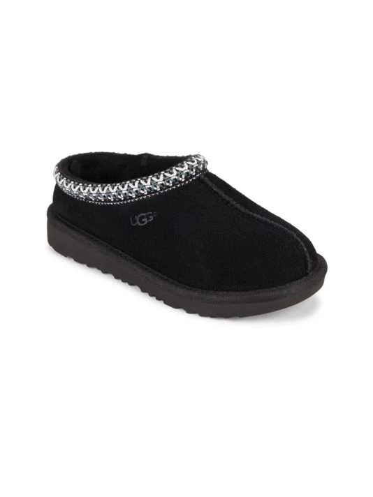 UGG Kid's Tasman Braid Suede Slippers For Kids Black 3 UGG Kid's Tasman Braid Suede Slippers For Kids Black - Image 3