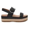 UGG April Leather Espadrille Platform Sandals Black