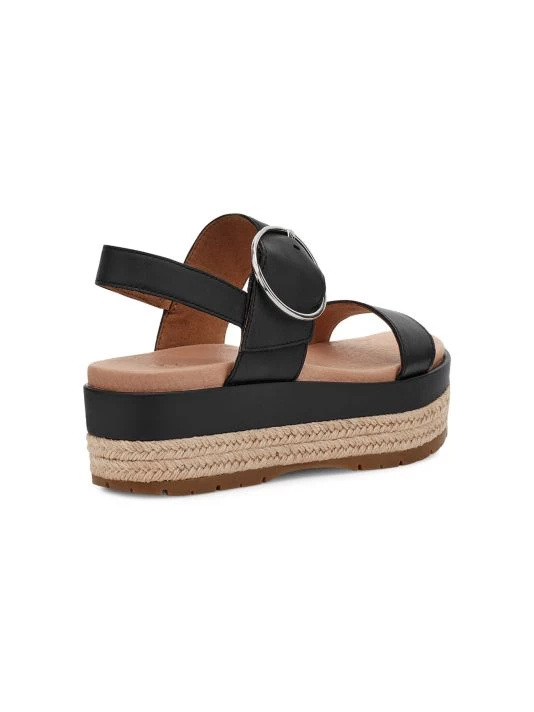 UGG April Leather Espadrille Platform Sandals Black 3 UGG April Leather Espadrille Platform Sandals Black - Image 3
