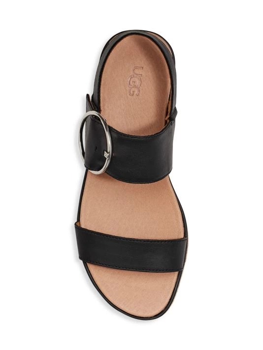 UGG April Leather Espadrille Platform Sandals Black 5 UGG April Leather Espadrille Platform Sandals Black - Image 5