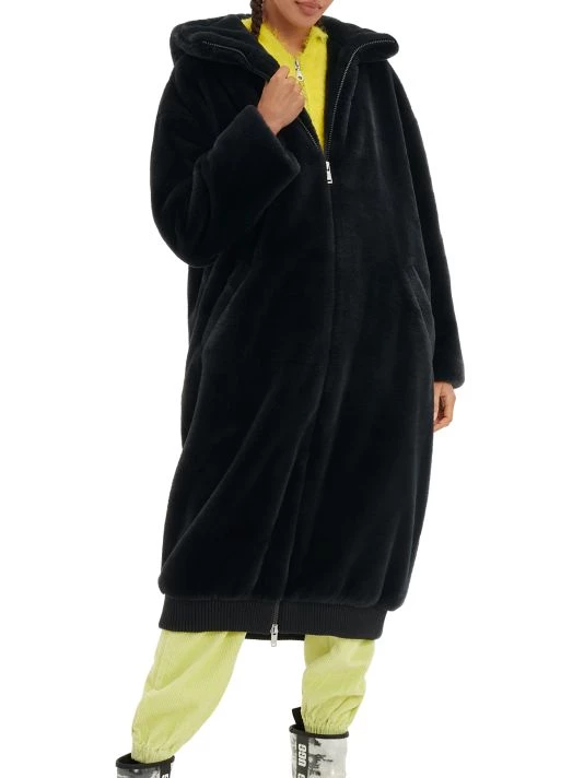 UGG Koko Oversized Faux Fur Coat Ink Black 3 UGG Koko Oversized Faux Fur Coat Ink Black - Image 3