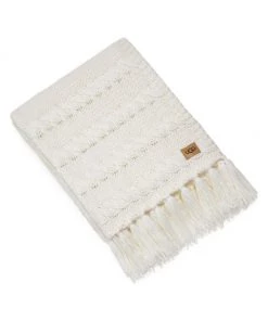 UGG Frieda Cable-Knit Throw Blanket Seal