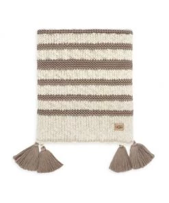 UGG Ziomara Stripe Knit Throw Blanket Tahoe Blue