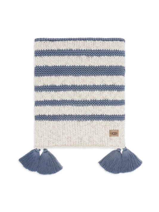 UGG Ziomara Stripe Knit Throw Blanket Tahoe Blue 5 UGG Ziomara Stripe Knit Throw Blanket Tahoe Blue - Image 5