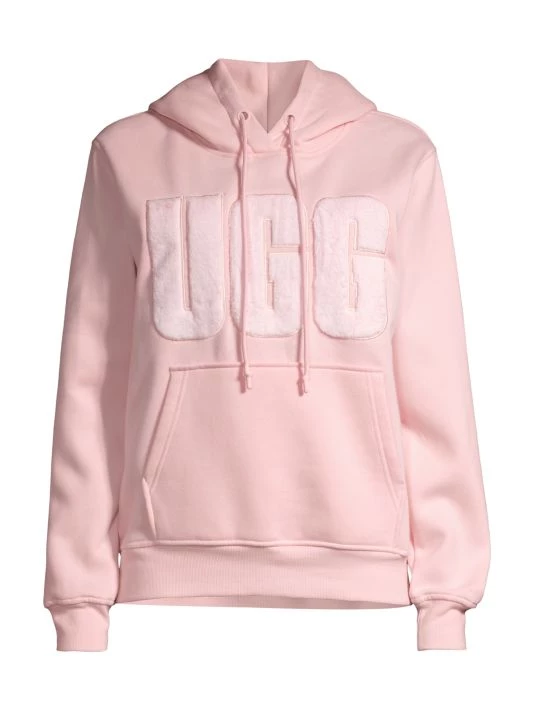UGG Rey Fuzzy Logo Pullover Hoodie Black 1 UGG Rey Fuzzy Logo Pullover Hoodie Black