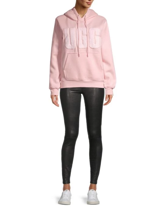 UGG Rey Fuzzy Logo Pullover Hoodie Black 2 UGG Rey Fuzzy Logo Pullover Hoodie Black - Image 2