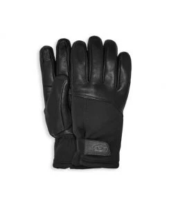 UGG Leather Wrist Wrap Gloves For Men Navy