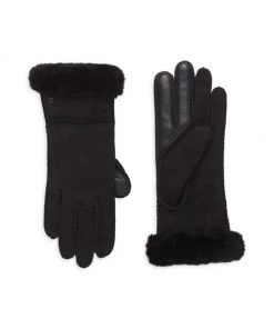 UGG Suede & Sheepskin Seamed Tech Gloves